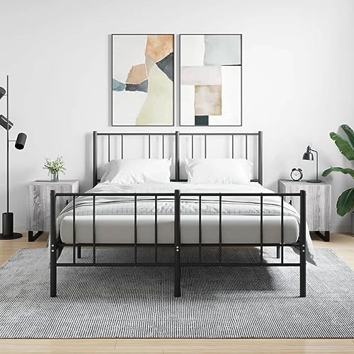 Tonture Nachttische 2er Set Grau Sonoma 40x40x50 cm, Holzwerkstoff, stabile Metallfüße, mit Tür und Stauraum, ideal für Schlafzimmer und Wohnzimmer, langlebiges Möbelstück von Tonture