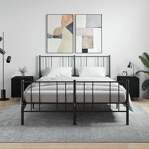 Tonture Nachttische 2er-Set Schwarz 40x40x50 cm, Holzwerkstoff, Moderne Beistelltische mit Tür, Metallfüßen und Stauraum für Schlafzimmer, Wohnzimmer von Tonture