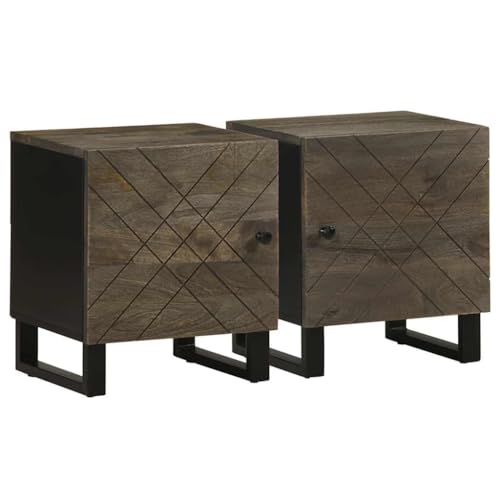 Tonture Nachttische 2er-Set Schwarz aus massivem Mangoholz, 40x33x46 cm, robuste Metallbeine, mit Tür für Schlafzimmer, Wohnzimmer, College-Zimmer, ideal zur Aufbewahrung Tonture Nachttische 2er-Set Schwarz aus massivem Mangoholz, 40x33x46 cm, robuste Metallbeine, mit Tür für Schlafzimmer, Wohnzimmer, College-Zimmer, ideal zur Aufbewahrung von Tonture