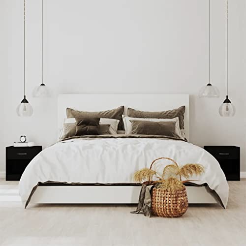 Tonture Nachttische 2er Set Schwarz mit Schublade, Holzwerkstoff Beistelltische für Schlafzimmer, Wohnzimmer, kleines Apartment, Stauraum Tonture Nachttische 2er Set Schwarz mit Schublade, Holzwerkstoff Beistelltische für Schlafzimmer, Wohnzimmer, kleines Apartment, Stauraum von Tonture