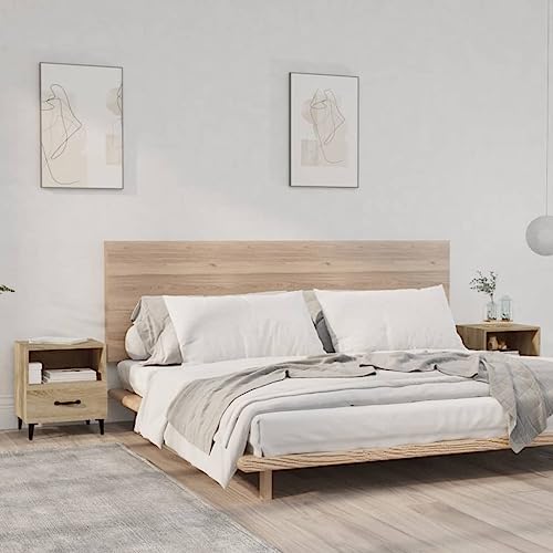 Tonture Nachttische 2er-Set aus Sonoma-Eiche Holzwerkstoff, 40x35x47,5 cm, moderner Beistelltisch für Schlafzimmer, praktischer Nachtschrank mit Schublade & Ablage, Robustes Möbelstück von Tonture