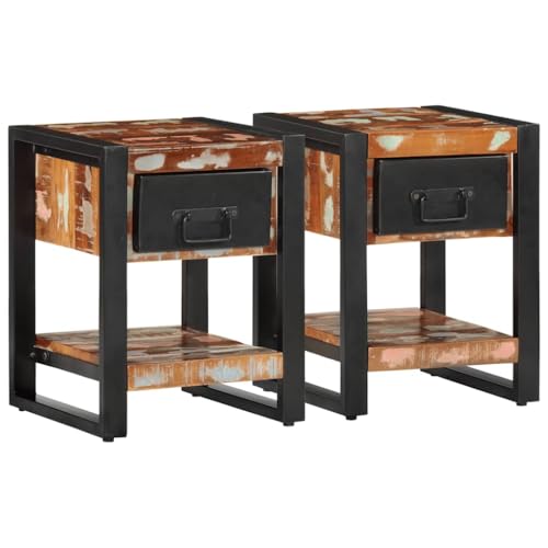 Tonture Nachttische 2er-Set aus massivem Mangoholz, Mehrfarbig, 35x34x45 cm, robuste Nachtkommode mit Stauraum für Schlafzimmer und Wohnzimmer Tonture Nachttische 2er-Set aus massivem Mangoholz, Mehrfarbig, 35x34x45 cm, robuste Nachtkommode mit Stauraum für Schlafzimmer und Wohnzimmer von Tonture