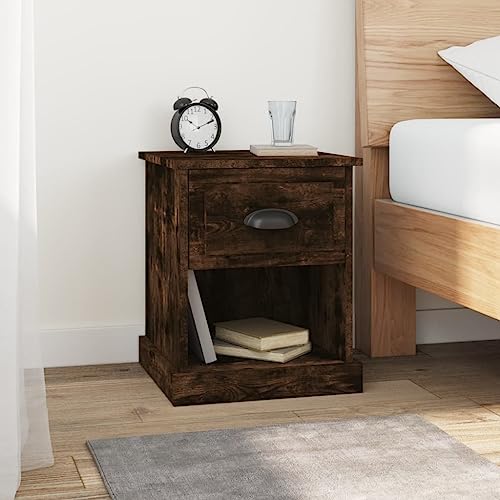 Tonture Nachttische 2er-Set in Räuchereiche, 39x39x47,5 cm, Holzwerkstoff, multifunktionaler Beistelltisch mit Schublade für Schlafzimmer & Wohnzimmer von Tonture