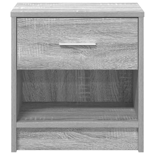 Tonture Nachttische 2er-Set mit Schublade, Sonoma Grau, 39x28x41 cm, robuster Holzwerkstoff, ideal für Schlafzimmer und Wohnzimmer, vielseitige Aufbewahrung von Tonture