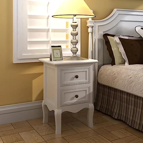 Tonture Nachttische 4er Set, Weißer MDF Beistelltisch mit 2 Schubladen, Schlafzimmer Nachtschrank für Stauraum, Eleganter Vintage-Stil für Bett und Sofa Tonture Nachttische 4er Set, Weißer MDF Beistelltisch mit 2 Schubladen, Schlafzimmer Nachtschrank für Stauraum, Eleganter Vintage-Stil für Bett und Sofa von Tonture