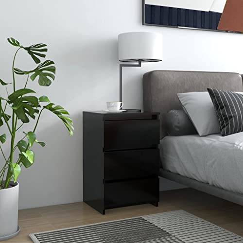 Tonture Schwarzer moderner Nachttisch mit 3 Schubladen, 40x35x62,5 cm, aus Holzwerkstoff, ideal für Schlafzimmer und Wohnzimmer, bietet viel Stauraum Tonture Schwarzer moderner Nachttisch mit 3 Schubladen, 40x35x62,5 cm, aus Holzwerkstoff, ideal für Schlafzimmer und Wohnzimmer, bietet viel Stauraum von Tonture