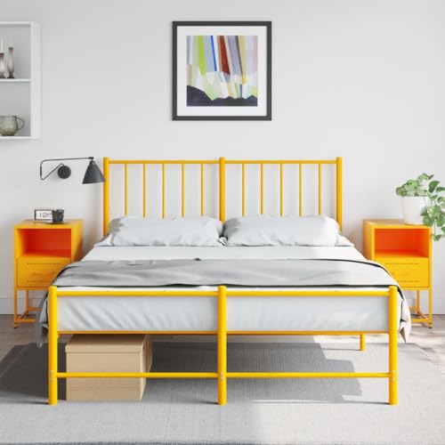 Tonture Senfgelb Nachttische 2er Set, Industriedesign Stahl Beistelltische, 36x39x60,5 cm, Robuste Schlafzimmer Ablage mit Viel Stauraum, Pflegeleichtes Möbel für Zuhause von Tonture