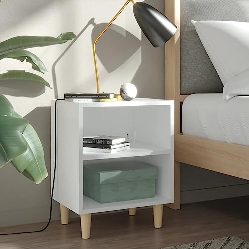 Tonture Skandinavischer Nachttisch Weiß mit Massivholz-Eukalyptusbeinen, 40x30x50 cm, 2 Fächer Stauraum, robuste Nachtkommode für Schlafzimmer Tonture Skandinavischer Nachttisch Weiß mit Massivholz-Eukalyptusbeinen, 40x30x50 cm, 2 Fächer Stauraum, robuste Nachtkommode für Schlafzimmer von Tonture