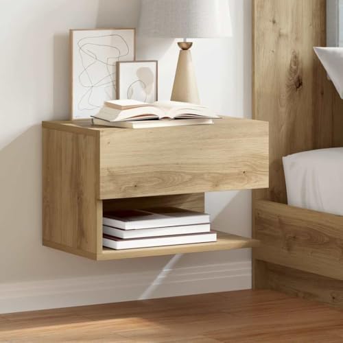 Tonture Wand-Nachttisch Artisan-Eiche schwebend, kompaktes Beistelltisch-Design für Schlafzimmer, Wohnzimmer und Büro, langlebiges Holzwerkstoff-Möbelstück mit hoher Tragfähigkeit von Tonture