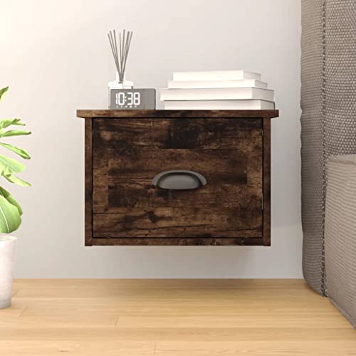 Tonture Wand-Nachttisch schwebend, Räuchereiche, 41,5x36x28 cm, Holzwerkstoff, mit Schublade, platzsparendes Möbelstück für Schlafzimmer Tonture Wand-Nachttisch schwebend, Räuchereiche, 41,5x36x28 cm, Holzwerkstoff, mit Schublade, platzsparendes Möbelstück für Schlafzimmer von Tonture