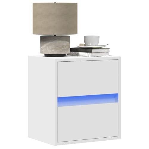 Tonture Wand-Nachttische mit LED-Beleuchtung, 2er-Set, Weiß, 41x31x45 cm, mit 2 Schubladen, für Schlafzimmer, modernes Design, Möbel Tonture Wand-Nachttische mit LED-Beleuchtung, 2er-Set, Weiß, 41x31x45 cm, mit 2 Schubladen, für Schlafzimmer, modernes Design, Möbel von Tonture