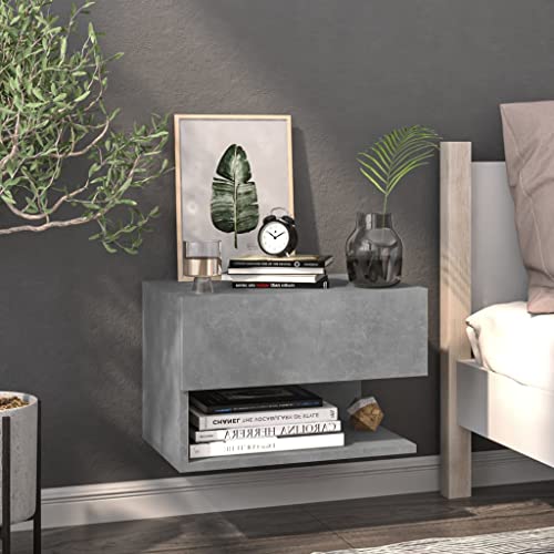 Wand-Nachttisch Betongrau, schwebend, 46x29,5x30 cm, Holzwerkstoff, multifunktionaler Beistelltisch für Schlafzimmer und Wohnzimmer, platzsparende Ablage Wand-Nachttisch Betongrau, schwebend, 46x29,5x30 cm, Holzwerkstoff, multifunktionaler Beistelltisch für Schlafzimmer und Wohnzimmer, platzsparende Ablage von Tonture
