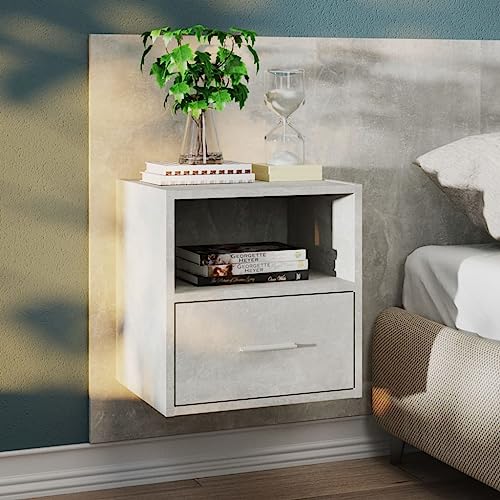 Wand-Nachttisch Betongrau, schwebend, 48,5x32,5x80 cm, moderner Beistelltisch mit Schublade für Schlafzimmer, Wohnzimmer, Büro, zur Wandmontage Wand-Nachttisch Betongrau, schwebend, 48,5x32,5x80 cm, moderner Beistelltisch mit Schublade für Schlafzimmer, Wohnzimmer, Büro, zur Wandmontage von Tonture