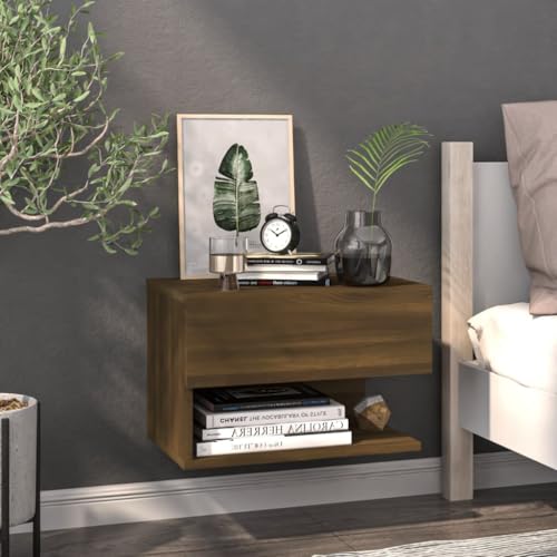 Wand-Nachttisch Braun in Eichen-Optik, schwebendes Regal für Schlafzimmer & Wohnzimmer, platzsparender Beistelltisch zur Wandmontage, Stabiler Holzwerkstoff Wand-Nachttisch Braun in Eichen-Optik, schwebendes Regal für Schlafzimmer & Wohnzimmer, platzsparender Beistelltisch zur Wandmontage, Stabiler Holzwerkstoff von Tonture
