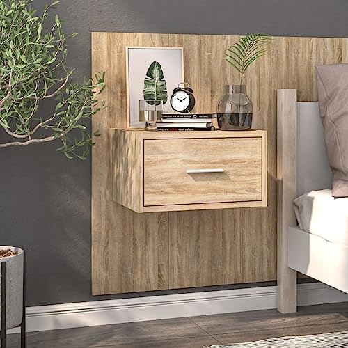 Wand-Nachttisch Sonoma-Eiche, schwebendes Beistellregal mit Schublade, 48,5 x 32,5 cm, Holzwerkstoff Schlafzimmer Möbel für maximale Raumausnutzung und einfache Wandmontage Wand-Nachttisch Sonoma-Eiche, schwebendes Beistellregal mit Schublade, 48,5 x 32,5 cm, Holzwerkstoff Schlafzimmer Möbel für maximale Raumausnutzung und einfache Wandmontage von Tonture