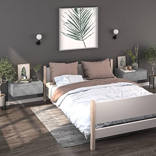 Wand-Nachttische 2er-Set, schwebende Betongrau Beistelltische aus Holzwerkstoff, multifunktionale Wandregale für Schlafzimmer und Wohnzimmer, platzsparende Hängeregale von Tonture