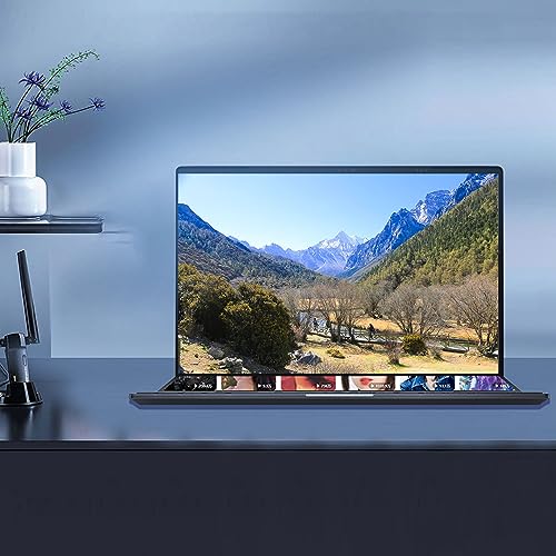 Laptop mit Doppelbildschirm, Schlanker Laptop-PC mit 1920 X 1200 HD, Laptops für Geschäftsreisen, 10750H-Prozessor, 16 GB DDR4 2666 MHz, mit Touchpad (16 GB + 1 TB EU-Stecker) von Tonysa