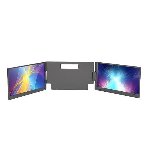 Tonysa 14-Zoll-Dreifacher Tragbarer, Dreifacher Laptop-Bildschirm-Extender, FHD 1080P HDR IPS Dual-Screens-Extender für Laptop, Dualer Tragbarer für Laptop (1 EU-Stecker) von Tonysa