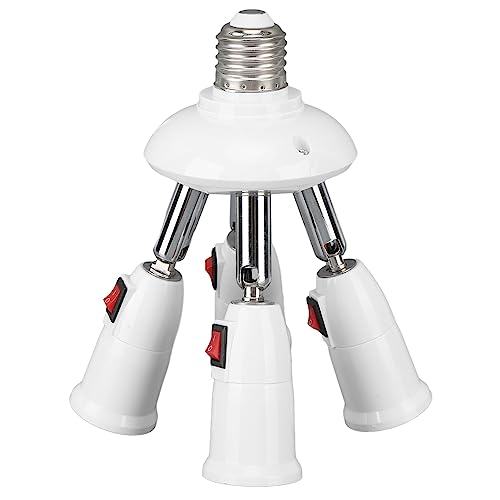 E27 E26 Lampenfassung Splitter Adapter Konverter 4 in 1, Glühbirne Lampensplitter 360 Grad Drehung 180 Grad Biegung Max. Watt mit Schalter für Zuhause von Tonysa