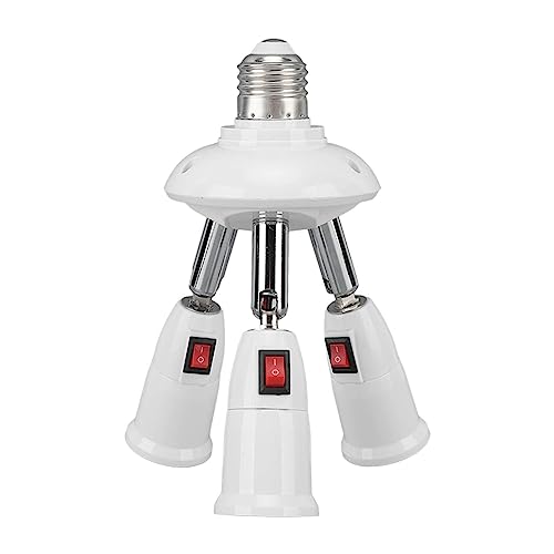 Tonysa E27 E26 Lampensockel-Splitter-Adapter-Konverter 3 in 1, Lampenadapter-Verlängerung mit Verstellbarem 360-180-Grad-Knopfschalter für Zuhause von Tonysa