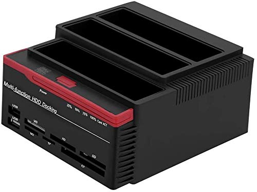 Tonysa USB 3.0 Externe Festplatten Dockingstation, Dual-Bay SATA & IDE HDD Dockingstation mit 3 Schächten für 2.5Zoll/3.5 Zoll SATAI/II/III Festplatten Offline Clone(EU-Stecker) von Tonysa