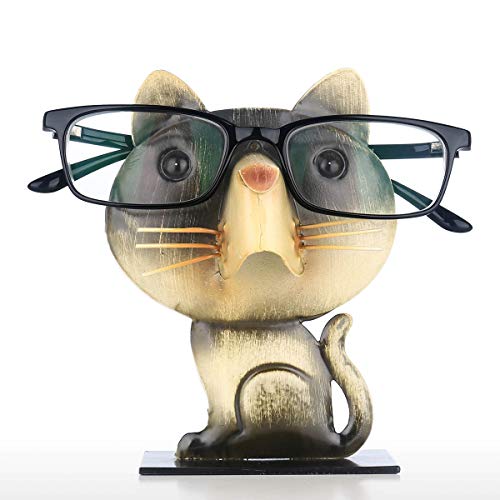 Tooarts Brillenhalter in Katzenform, Halterung für Brille, Eisen, Heimdekoration, für Haus und Büro, Schwarz und Gelb von Tooarts