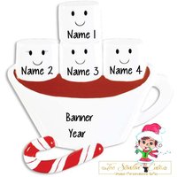 Personalisierte Weihnachtsverzierung Heiße Schokolade Marshmallow 4Köpfige Familie/Beste Freunde Mitarbeiter + Kostenloser Versand von TooStinkinCuteGifts