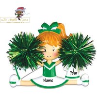 Weihnachten Ornament Mädchen Cheerleader Grün/Cheer Pom Kinder Kind Spiel Personalisiert + Kostenloser Versand von TooStinkinCuteGifts