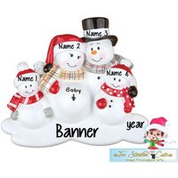 Wir Erwarten Schneemann-Familie Von 5 Personalisierte Weihnachtsverzierung von TooStinkinCuteGifts