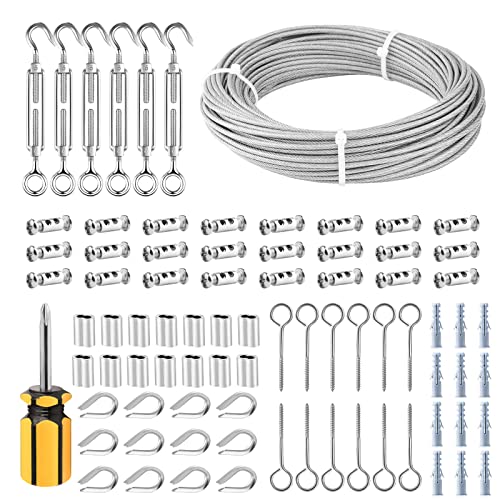 TooTaci Edelstahlseil 3mm, 30M Drahtseil Rankhilfe Set, M5 Seilspanner Edelstahl, 304 Edelstahl Stahlseil 3mm PVC-ummantelt Stahlseil mit ösen,Seilspanngarnitur für Hänge,Gardinenseil,Zaun,Wäscheleine von TooTaci