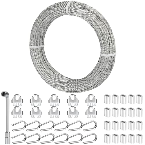 TooTaci 3mm Drahtseil Set – 30M 304 Edelstahlkabel, 7×7 Litzen Schwerlast-Hängekabel mit M3 Seilklemmen, Crimphülsen & Kauschen für Rankhilfen, Zaunverstärkung & Lichterketten TooTaci 3mm Drahtseil Set – 30M 304 Edelstahlkabel, 7×7 Litzen Schwerlast-Hängekabel mit M3 Seilklemmen, Crimphülsen & Kauschen für Rankhilfen, Zaunverstärkung & Lichterketten von TooTaci