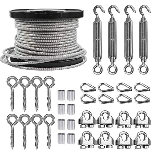 TooTaci 5mm Edelstahlseil Set,M6 Seilspanner Edelstahl Set,60M/5mm Drahtseil Edelstahl PVC-ummantelt,Stahlseil mit ösen,Spanndraht Seilspanngarnitur für Hängen,Kletterpflanzen,Gardinen seil von TooTaci