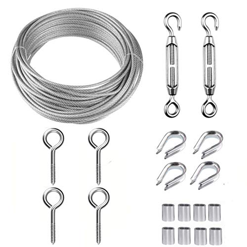 TooTaci Drahtseil 2mm Edelstahl Set,15M Drahtseil Rankhilfe Set,M5 Seilspanner Edelstahl & 304 Edelstahl Spanndraht PVC-ummantelt,Stahlseil mit ösen,Seilspanngarnitur für Hänge,Gardinen seil,Garten von TooTaci