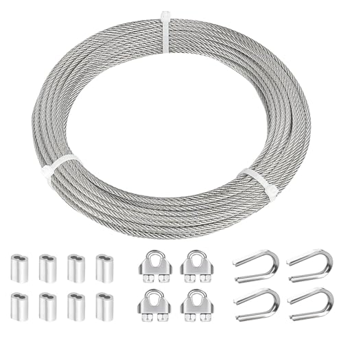 TooTaci 3mm Edelstahl Drahtseil Set – 15M Stahlseil mit Drahtseilklemme & Crimphülsen, Perfekt für Rankgitter, Zaunbefestigung, Beleuchtung & DIY-Projekte TooTaci 3mm Edelstahl Drahtseil Set – 15M Stahlseil mit Drahtseilklemme & Crimphülsen, Perfekt für Rankgitter, Zaunbefestigung, Beleuchtung & DIY-Projekte von TooTaci