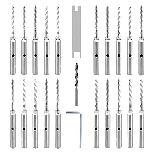 TooTaci 20 Stück T316 Edelstahl Seilspanner Spannschraube für 3mm Drahtseil,Edelstahl Spannschraube Seilspanner zum Schrauben für Zaunspanner Drahtspanner,Geländer von TooTaci