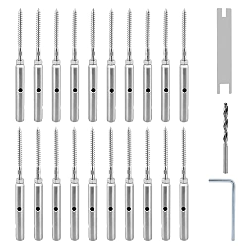 TooTaci 20 Stück T316 Edelstahl Drahtseil Spannschraube,2mm Edelstahl Seilspanner zum Schrauben,Zaunspanner Drahtspanner für Geländer von TooTaci