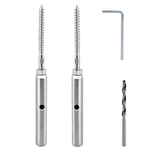 TooTaci 3mm Drahtseil Spannschraube,T316 Edelstahl Seilspanner zum Schraube,2 Stück 3mm Drahtseil Spanner zum Schrauben für Zaun,Wäscheleine,Gardinen von TooTaci