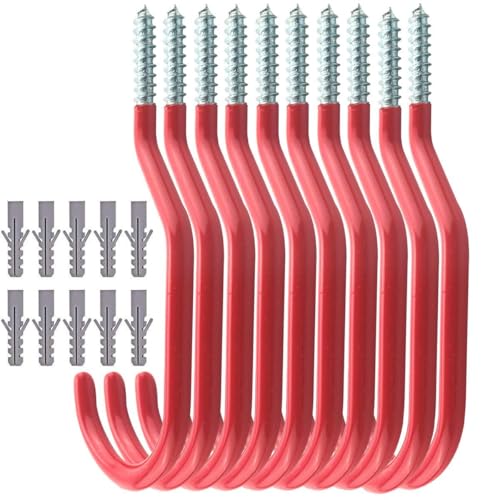 TooTaci Fahrradhaken,10 Stück Fahrrad Haken Deckenhalterung,Deckehaken Schraubhaken groß mit Kunststoffbeschichtung,Wandhalterung Fahrradhaken für Fahrrad Aufhängung,Lager,Garage Fahrradhalter von TooTaci