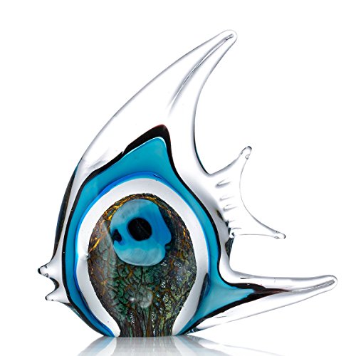 Tooarts Glas Skulptur Heimdekoration Glas Fische moderne Skulptur Bunt gepunktete tropische Fische Typ 5 von Tooarts