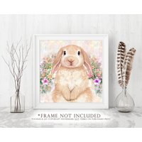 Hase in Blumen Kunstdruck Blumenhase Gemälde Süßes Hasenbild Baby Poster Wandkunst von ToodlesAndJay