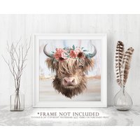 Highland Cow Kunstdruck Painting Picture Poster Wall Art von ToodlesAndJay