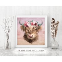 Highland Cow Kunstdruck Painting Picture Poster Wall Art von ToodlesAndJay