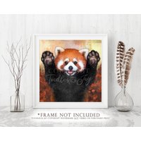 Roter Panda Kunstdruck Malerei Süßer Bild Poster Wand-Kunst von ToodlesAndJay