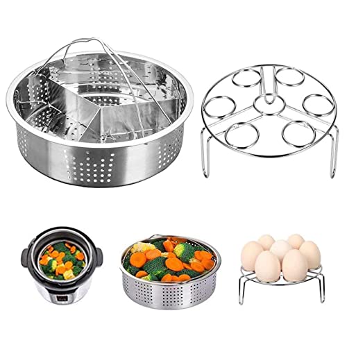 Dampfkörbe mit Ei Dampfgestell, Lebensmittelqualität Edelstahl Dampfhalter Tablett Trio Separator Set, Kochzubehör für Gemüse, Fisch, Fleisch Kompatibel mit Instant Pot Elektrischer Schnellkochtopf Dampfkörbe mit Ei Dampfgestell, Lebensmittelqualität Edelstahl Dampfhalter Tablett Trio Separator Set, Kochzubehör für Gemüse, Fisch, Fleisch Kompatibel mit Instant Pot Elektrischer Schnellkochtopf von Tookie