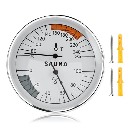 Sauna-Thermometer und Hygrometer, 2-in-1 Hängende Saunatemperaturanzeige, präzises Temperatur- und Luftfeuchtigkeitsmessgerät für Sauna-Räume, Luftfeuchtigkeit im Innenbereich, Temperaturbereich 21 von Tookie