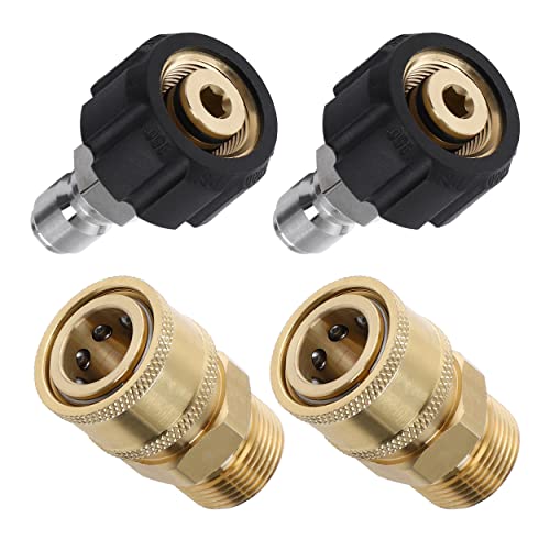 Tool Daily Hochdruckreiniger-Adapter-Set, Quick-Connect-Kit, M22 14 mm auf M22 metrische Fassung, 5000 PSI, 4 Stück von Tool Daily