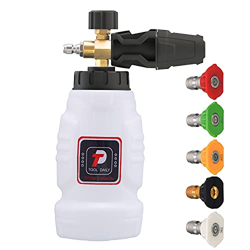 Tool Daily Schaumkanone, 1/4 Zoll Schnellanschluss, Hochdruckreiniger-Schaumkanone mit 5 Hochdruckreinigerdüsen, 1 Liter Tool Daily Schaumkanone, 1/4 Zoll Schnellanschluss, Hochdruckreiniger-Schaumkanone mit 5 Hochdruckreinigerdüsen, 1 Liter von Tool Daily