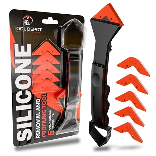 Tool Depot Abdichtungs- und Silikon-Werkzeug, 3-in-1 Dichtmittel-Finishing-Werkzeug mit Edelstahlkopf, Fugenentferner, Dichtungsmittelentferner, Winkelschaber für Badezimmer, Küche, Boden, Fenster von Tool Depot Getting Work Done