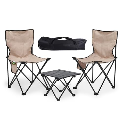 Tool & Tree Camping-Set – Klappbarer Campingtisch mit 2 faltbaren Stühlen – Leicht, kompakt, wasserfest & einfach zu reinigen – Robuste Outdoor-Möbel für Camping, Festival, Angeln, Picknick & Grillen von Tool & Tree