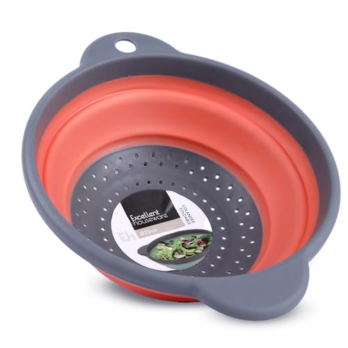 Tool & Tree Faltbares Küchensieb Braun Ø 23cm – Platzsparendes Silikon-Sieb für Küche, Camping & Outdoor – Leicht, kompakt & spülmaschinengeeignet – Perfekt zum Abseihen von Nudeln, Obst & Gemüse von Tool & Tree